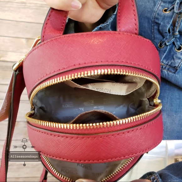 NWT Michael Kors Abbey Xs Backpack Cherry Hearts - Picture 6 of 8